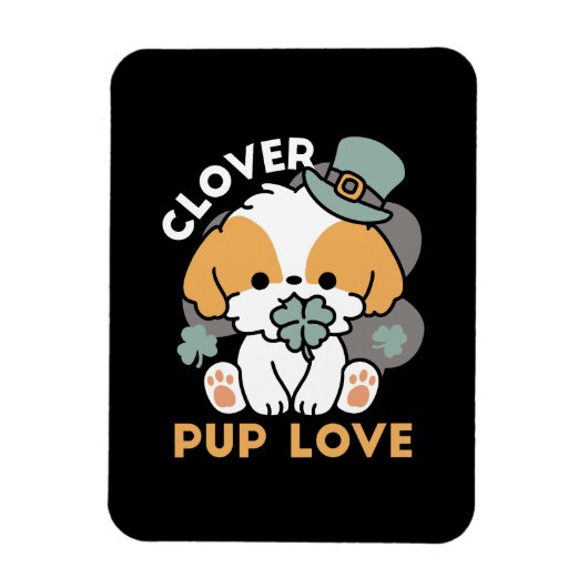 Magnet Flexible Lucky Pup with Clover - St. Patrick's Day Cadeau (Vertical)