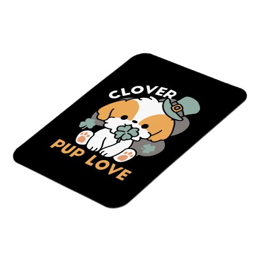 Magnet Flexible Lucky Pup with Clover - St. Patrick's Day Cadeau (Côté Gauche)