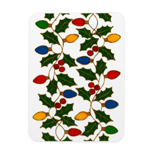 Magnet Flexible Lumières de Noël et houx en cloisonné d'art