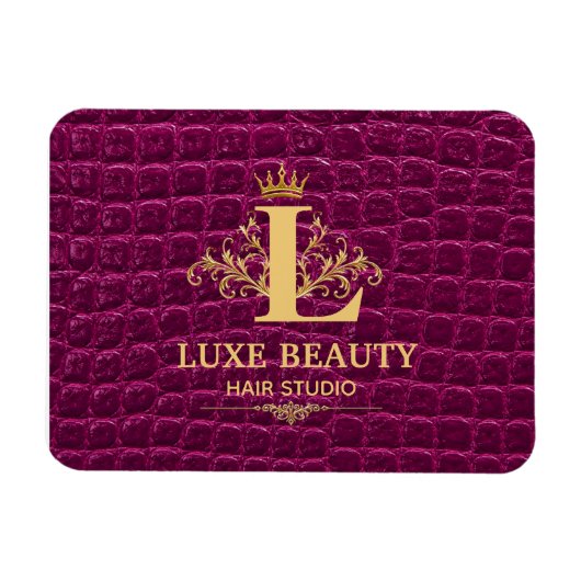 Magnet Flexible Luxury Crocodile Leather Monogram Gold Initial (Horizontal)