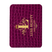 Magnet Flexible Luxury Crocodile Leather Monogram Gold Initial (Vertical)