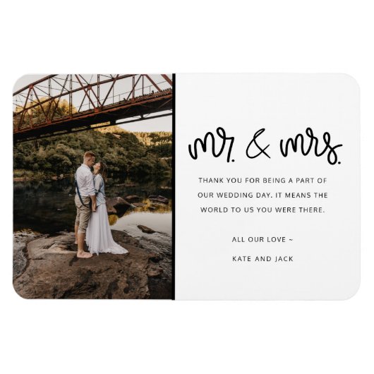 Magnet Flexible M. et Mme Mariage Photo Merci (Horizontal)