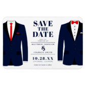 Magnet Flexible M. & M. Modern Mariage Navy Tux - Sauvez la date (Horizontal)