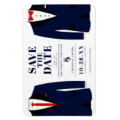 Magnet Flexible M. & M. Modern Mariage Navy Tux - Sauvez la date (Vertical)