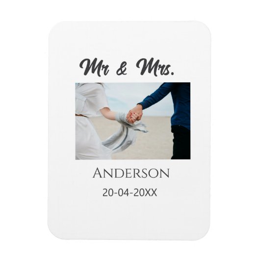 Magnet Flexible M. & Mme ajouter nom de famille date année mariage (Vertical)