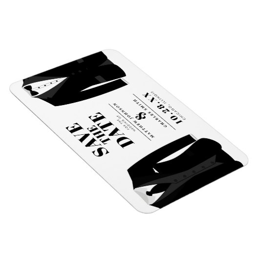 Magnet Flexible M. & Mr. Modern Black Mariage Tux - Sauvez la date (Côté Droit)