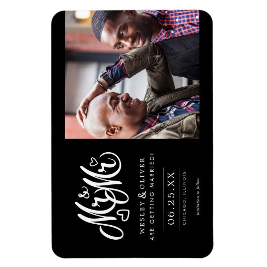 Magnet Flexible M. & Mr Script - Enregistrer la date avec la photo (Vertical)