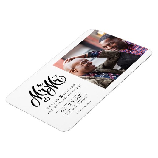 Magnet Flexible M. & Mr Script - Enregistrer la date avec la photo (Côté Gauche)