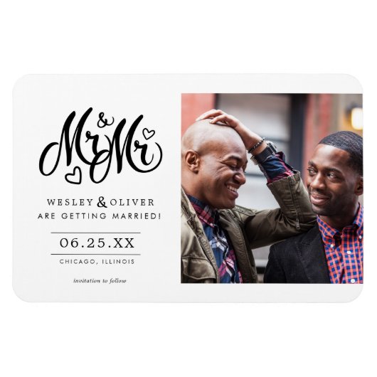 Magnet Flexible M. & Mr Script - Enregistrer la date avec la photo (Horizontal)