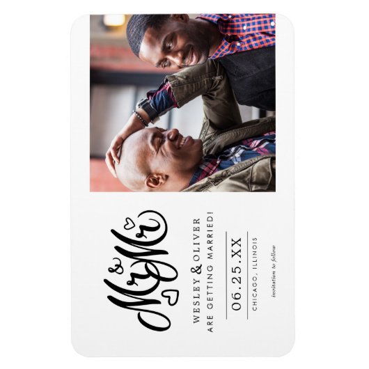 Magnet Flexible M. & Mr Script - Enregistrer la date avec la photo (Vertical)