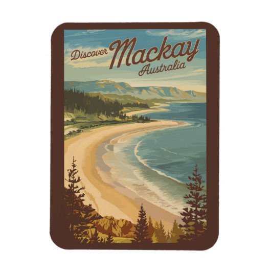 Magnet Flexible Mackay Australie Illustration Voyage Art Vintage (Vertical)