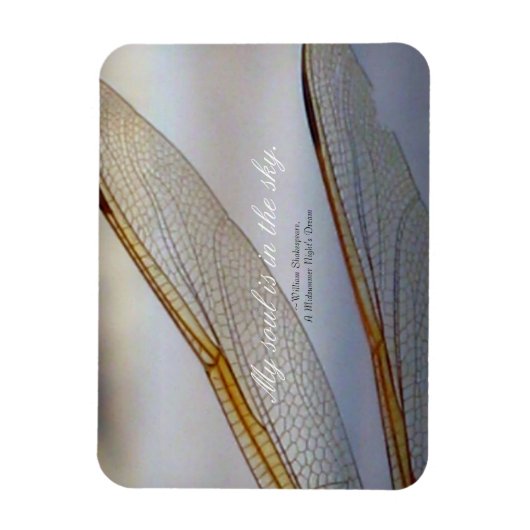 Magnet Flexible Macro des ailes de libellules avec citation de Sha (Vertical)