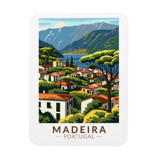 Magnet Flexible Madeira Portugal Island Travel Art Vintage (Vertical)