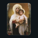 Magnet Flexible Madone aux roses de Bouguereau<br><div class="desc">Madone aux roses (1903) de Bouguereau est une peinture à l'huile réaliste religieuse victorienne ancienne de style réaliste.  Un portrait religieux de la Madone et de l'Enfant avec Marie-Madeleine tenant le bébé Jésus-Christ avec des halos dorés et entourés de roses.</div>