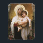 Magnet Flexible Madone aux roses de Bouguereau<br><div class="desc">Madone aux roses (1903) de Bouguereau est une peinture à l'huile réaliste religieuse victorienne ancienne de style réaliste.  Un portrait religieux de la Madone et de l'Enfant avec Marie-Madeleine tenant le bébé Jésus-Christ avec des halos dorés et entourés de roses.</div>