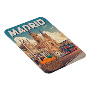 Magnet Flexible Madrid bus Espagne souvenirs de voyage vintage, ca
