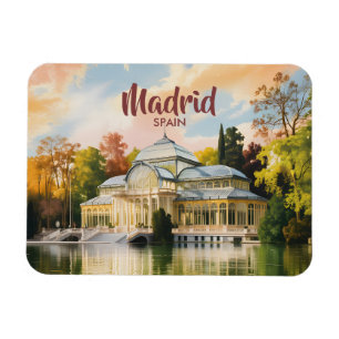 Magnet Flexible Madrid Espagne Palais de Cristal Aquarelle Voyage