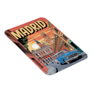 Magnet Flexible Madrid ville espagne, souvenirs de voyage vintage,