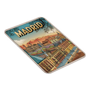 Magnet Flexible Madrid ville espagne souvenirs de voyage vintage,