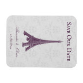 Magnet Flexible Magenta Eiffel Tower Damask Enregistrer La Date Ma (Horizontal)