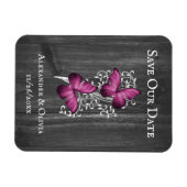 Magnet Flexible Magenta Rustic Butterfly Enregistrer L'Aimant Date (Horizontal)