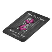 Magnet Flexible Magenta Rustic Butterfly Enregistrer L'Aimant Date (Côté Gauche)