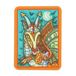 MAGNET FLEXIBLE MAGIC CANDY CORN DRAGON, HALLOWEEN IMAGINAIRE BEAS