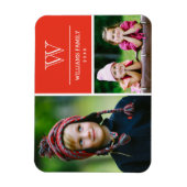 Magnet Flexible Magnat photo de famille Monogramme rouge (Vertical)
