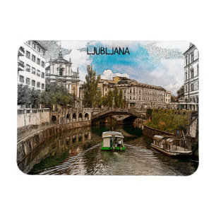 Magnet Flexible Magnifique Vintage Ljubljana Slovénie Vue panorami