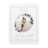 Magnet Flexible Magnolia Floral & Mauve Circle Photo Sauvez La Dat (Vertical)