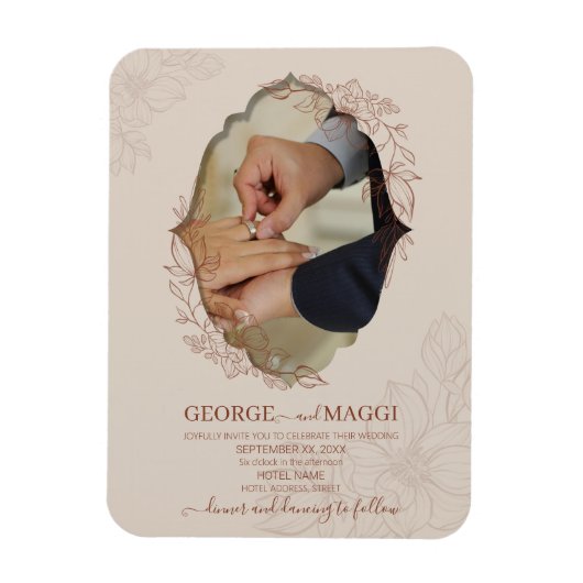 Magnet Flexible Magnolia Line Art Orné (Vertical)