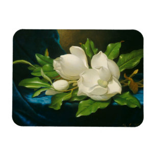Magnet Flexible Magnolias géantes sur un tissu bleu de velours,
