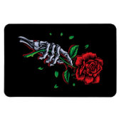 Magnet Flexible Main de squelette Rose rouge fleur (Horizontal)