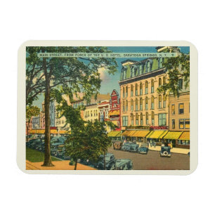 Magnet Flexible Main St, Saratoga Springs NY Carte Postale Vintage