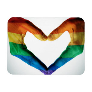 Magnet Flexible Mains peintes comme coeur d'arc-en-ciel