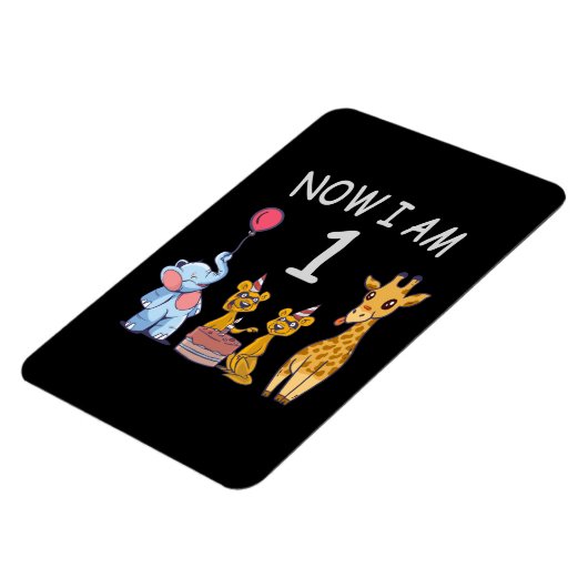 Magnet Flexible Maintenant j'ai 1 an 1er Anniversaire au Zoo Bébé (Côté Gauche)