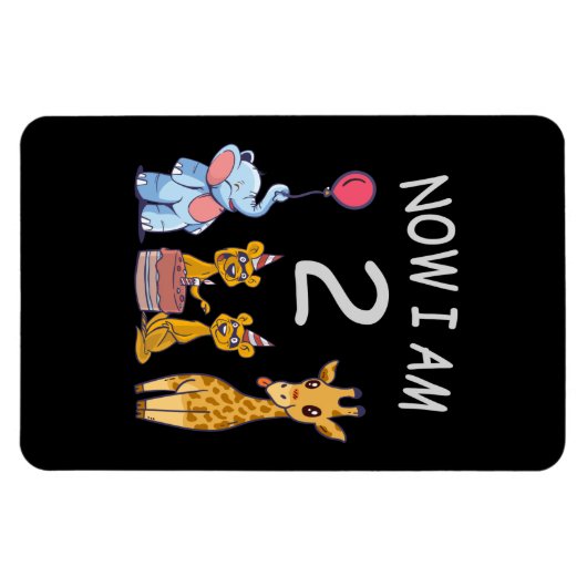 Magnet Flexible Maintenant, j'ai 2 ans 2e anniversaire au Zoo (Horizontal)