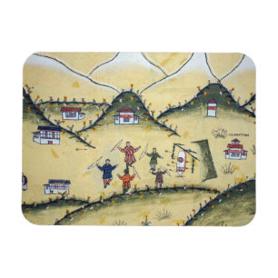 Magnet Flexible Maison bhoutanaise avec peintures au tir à l'arc -