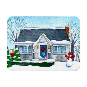 Magnet Flexible Maison de Noël mignonne avec aimant de bonhomme de