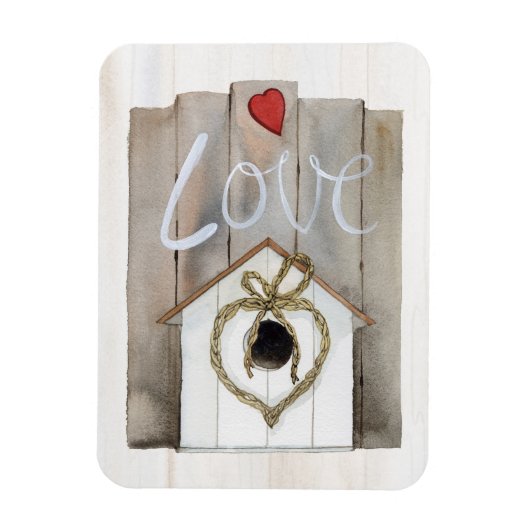 Magnet Flexible Maison d'oiseaux rustique Valentine (Vertical)