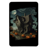 Magnet Flexible Maison Haunween avec Citrouilles et Pleine lune (Vertical)