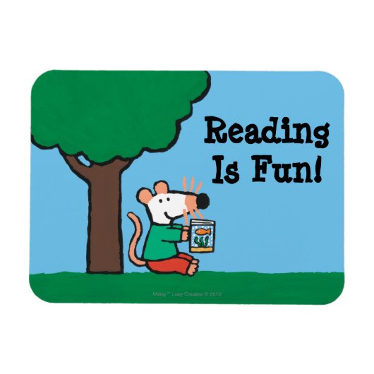 Magnet Flexible Maisy Lit Son Livre De Bibliothèque En Dehors (Horizontal)
