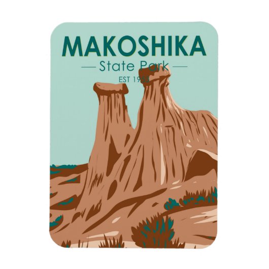 Magnet Flexible Makoshika State Park Montana Vintage (Vertical)
