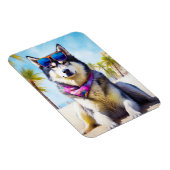 Magnet Flexible Malamute d'Alaska sur la plage, cadeau d'été (Côté Droit)