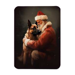 Magnet Flexible Malinois Belge avec le Père Noël Fête de Noël