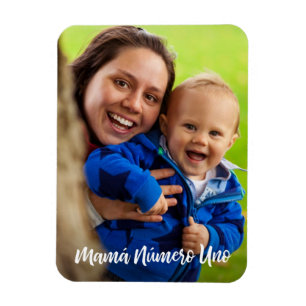 Magnet Flexible Mamá Número Uno - Script blanc Photo personnalisée