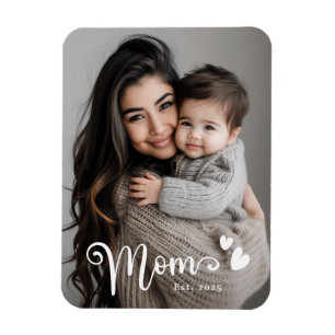 Magnet Flexible Maman est année coeurs superposer photo