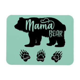 Magnet Flexible Maman Ours avec 3 empreintes de pattes (noms perso