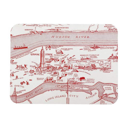 Magnet Flexible MAP : MANHATTAN, c1935 (Horizontal)