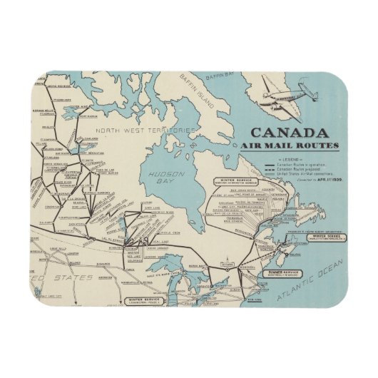 Magnet Flexible Map of Canada - Routes aériennes du Canada (Horizontal)